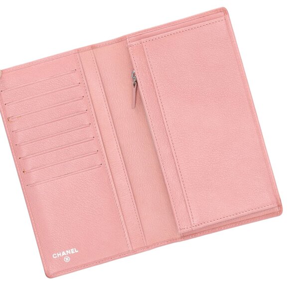 CHANEL CC Logo Camellia Long Wallet Pink Pebbled Leather - Picture 8 of 8